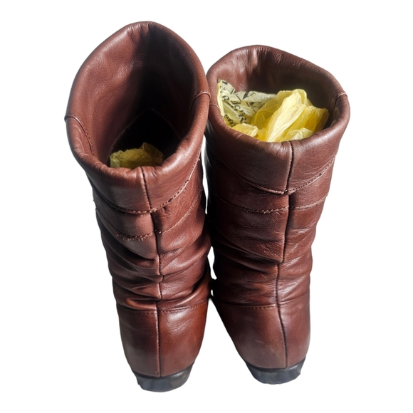 Dexter Slouch Fold Over Brown Leather Pull On Boots Women's Size 6.5N - Picture 8 of 10